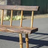 Large vintage wooden bench, old wooden bench, handcrafted bench, brutalist, entrance hall