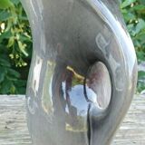Pichet vase in earthenware of Blois Glazed Color Gray and Bordeaux