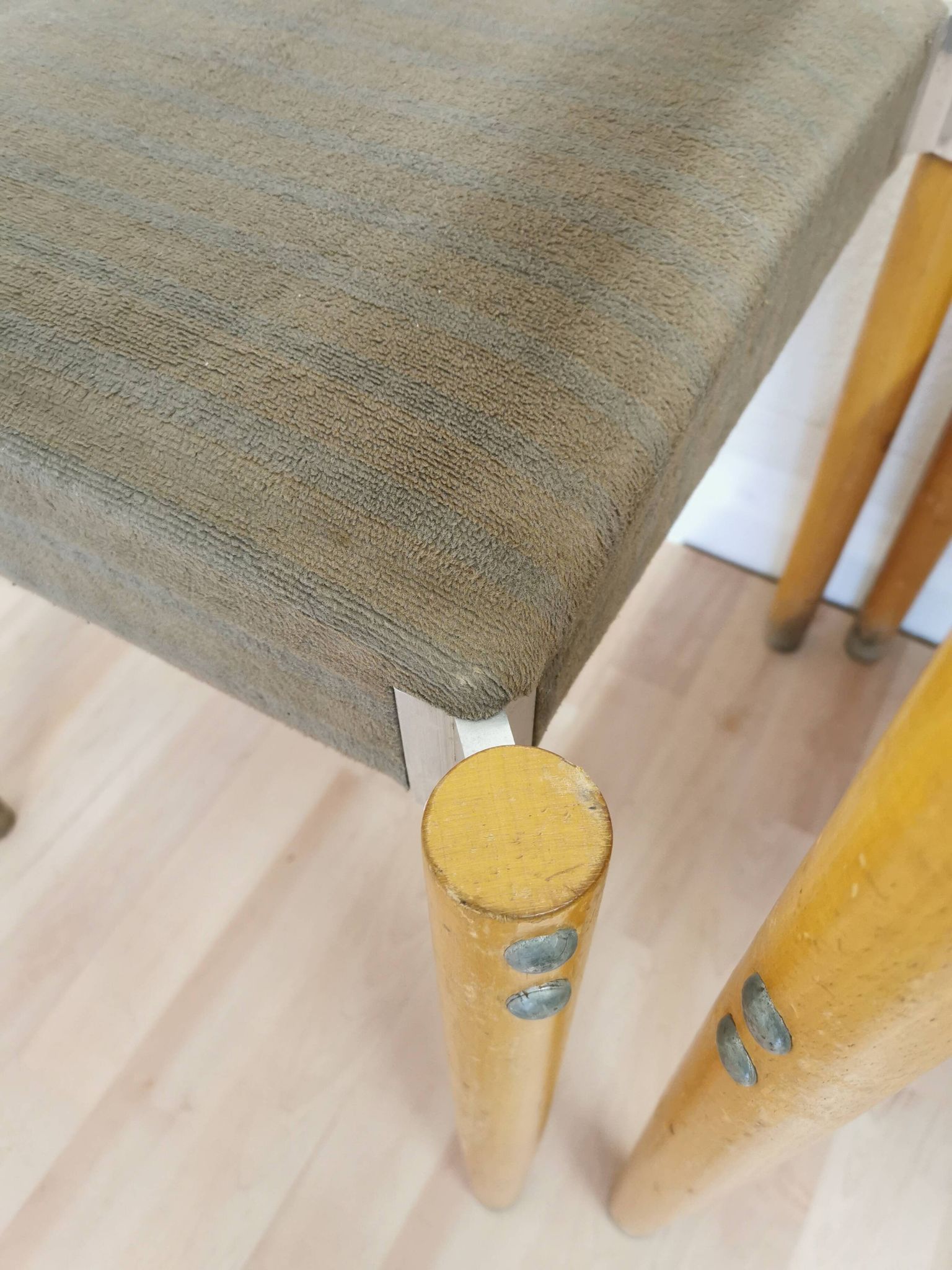 Vintage Miroslav Navratil Dining Chairs: 1970s Czechoslovakia, Gray Fabric