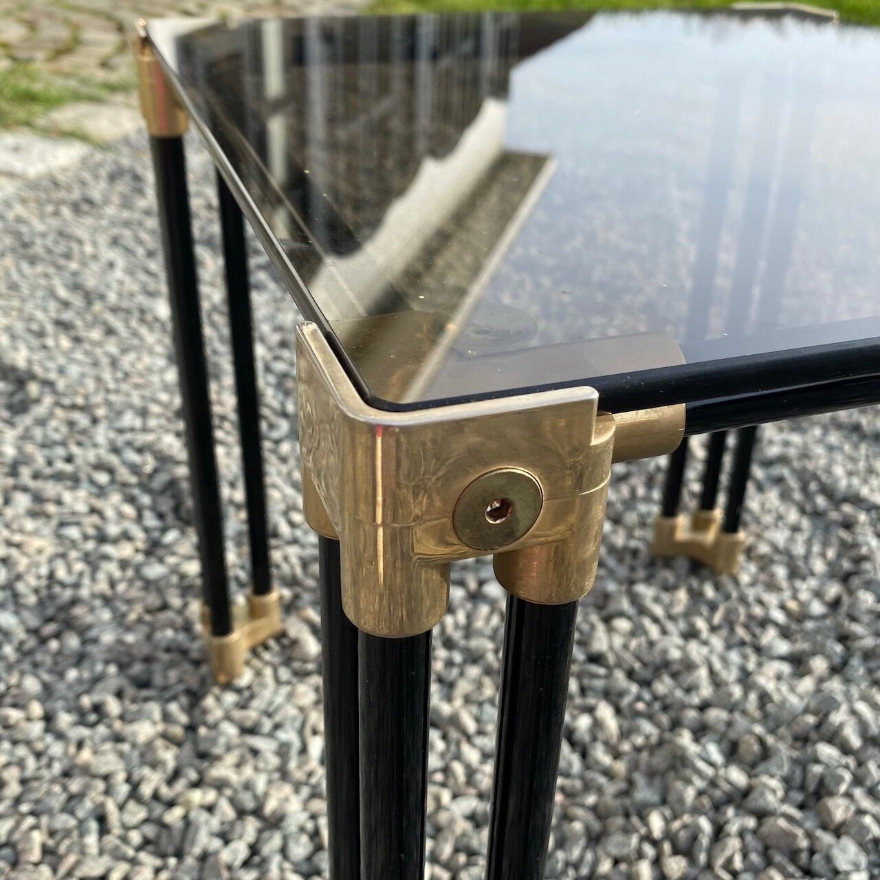 Small square black tubular side table