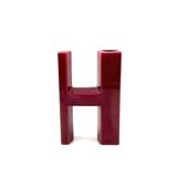 Space age red H letter shaped ceramic solifleur vase, Marcel Radureau 1970