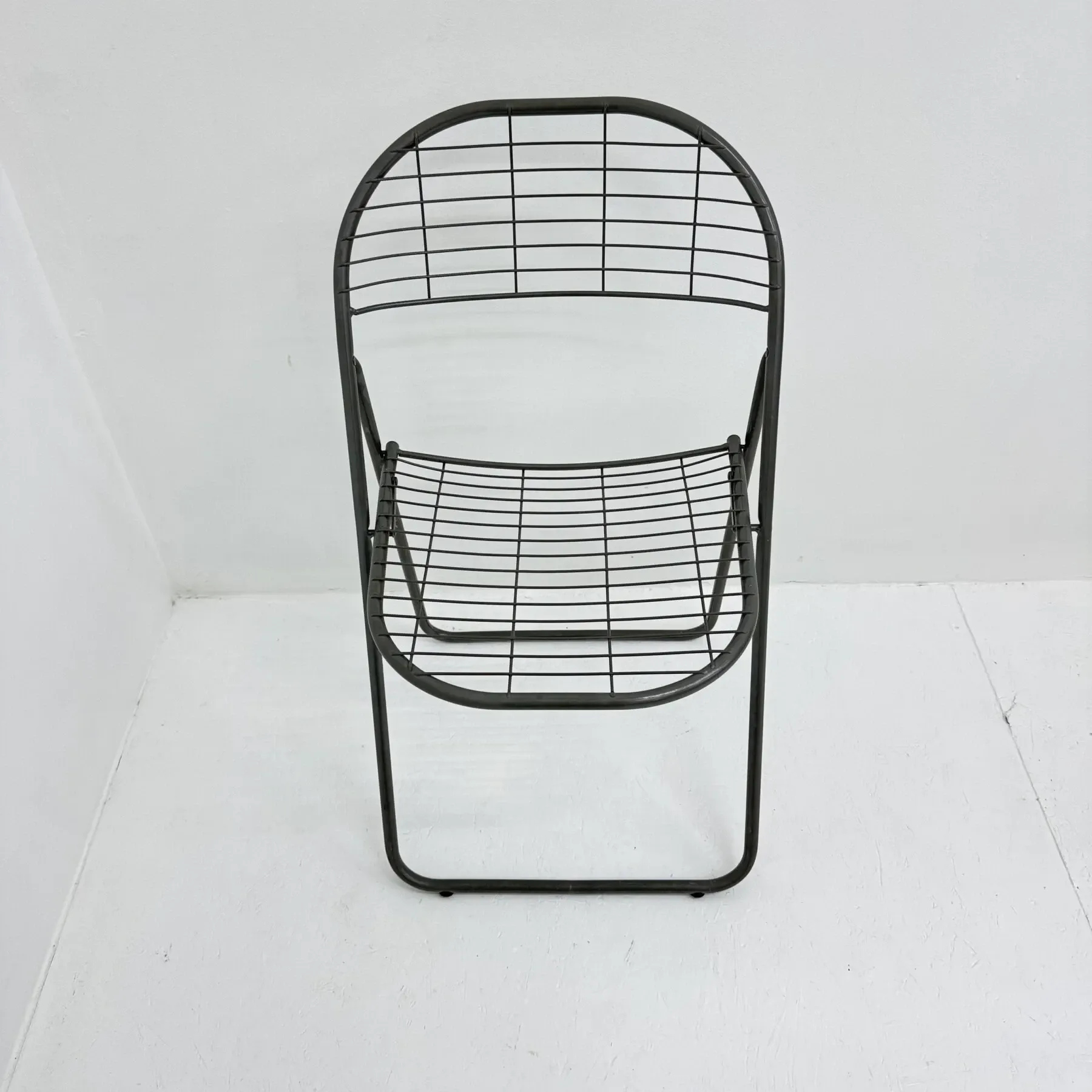 Niels Gammelgaard for Ikea grey wire metal folding chair, 1970s