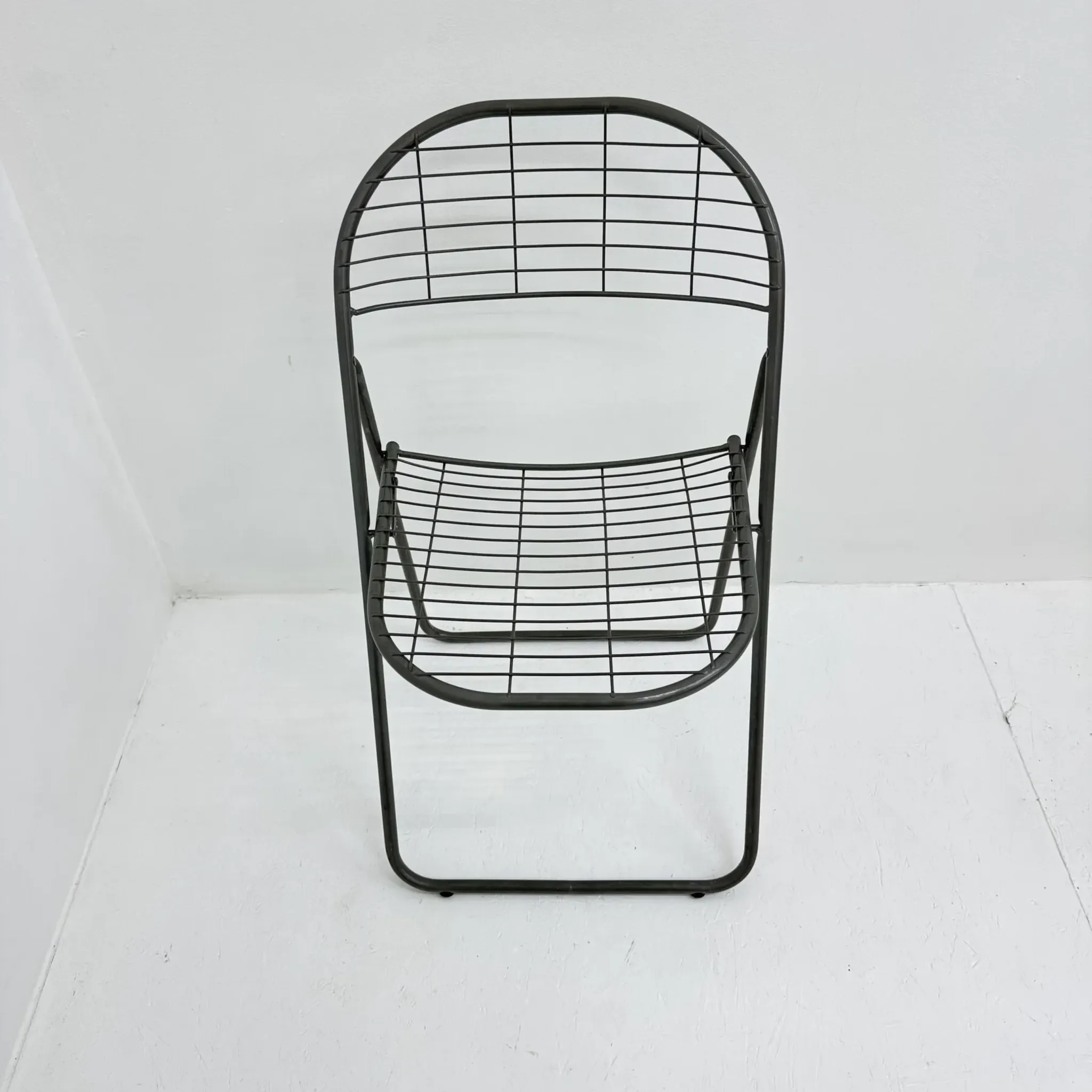 Niels Gammelgaard for Ikea grey wire metal folding chair, 1970s