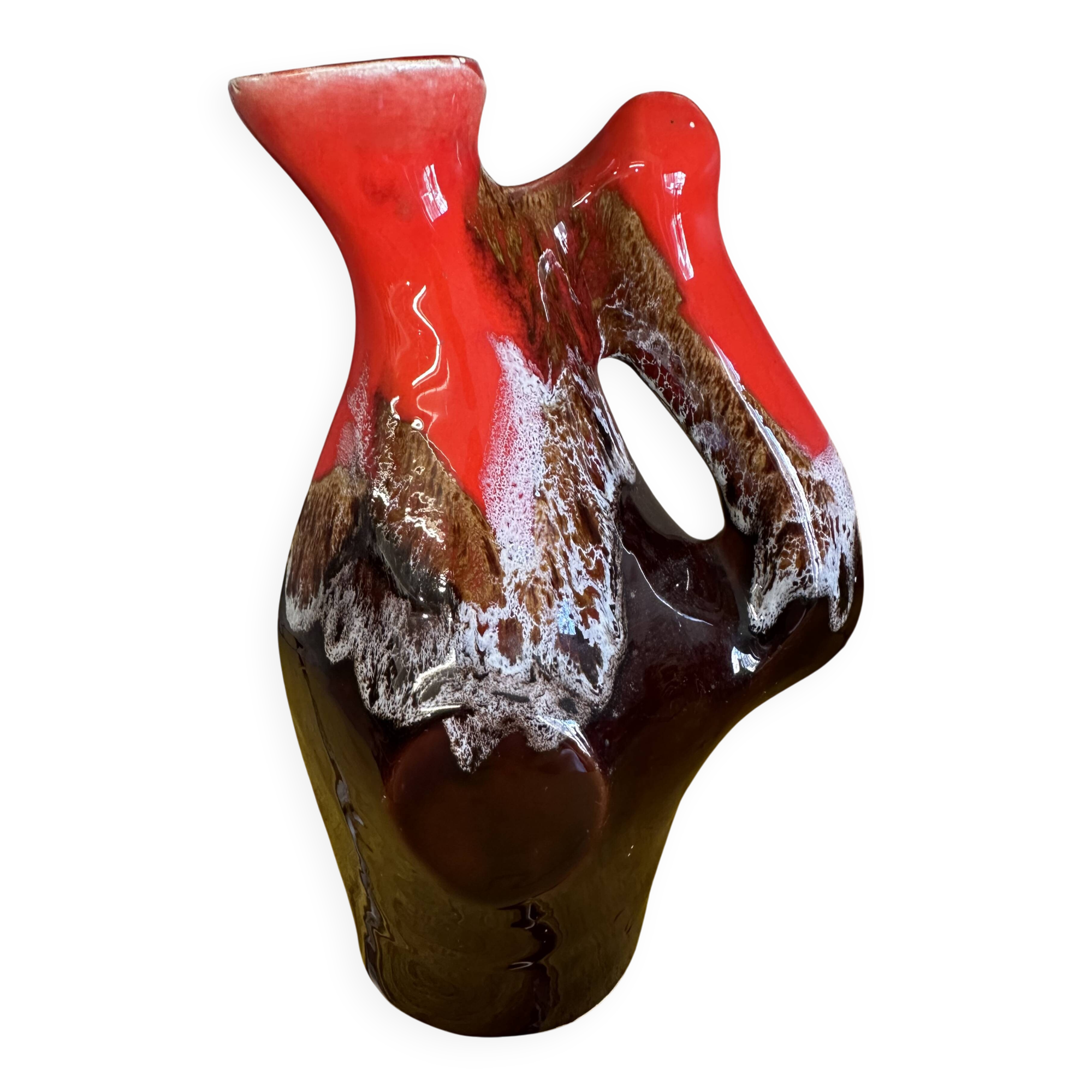 Vase Pichet en Céramique Émaillée Vallauris - Forme Libre H 22 cm