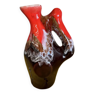 Vase Pichet en Céramique Émaillée Vallauris - Forme Libre H 22 cm