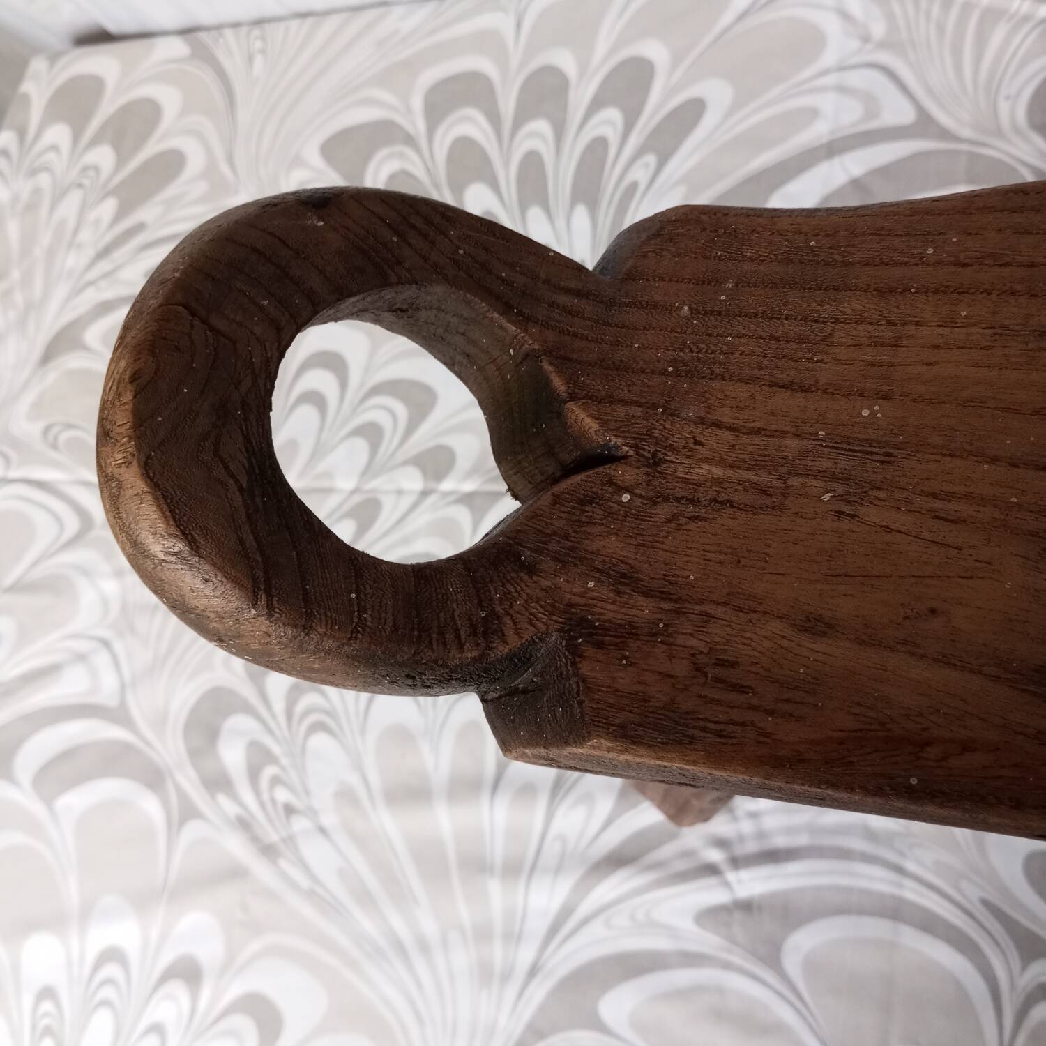 Brutalist tripod chairs in solid wood