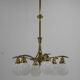 Art nouveau brass and glass chandelier
