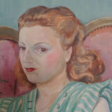 Portrait of woman, oil on canvas, signed and dated "Stamos" 1946