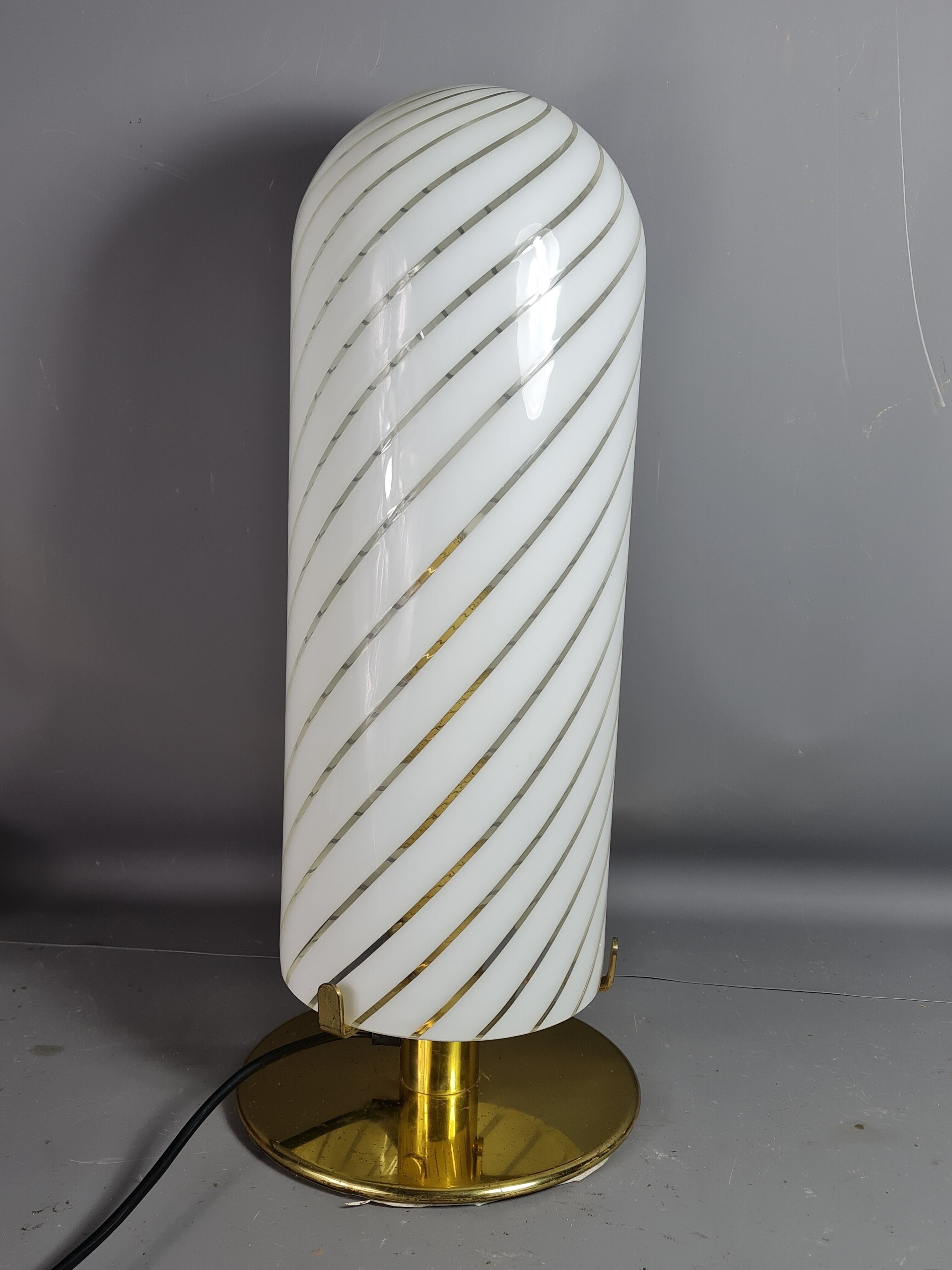 Table lamp blown glass & gold metal Italy vintage 70/80s