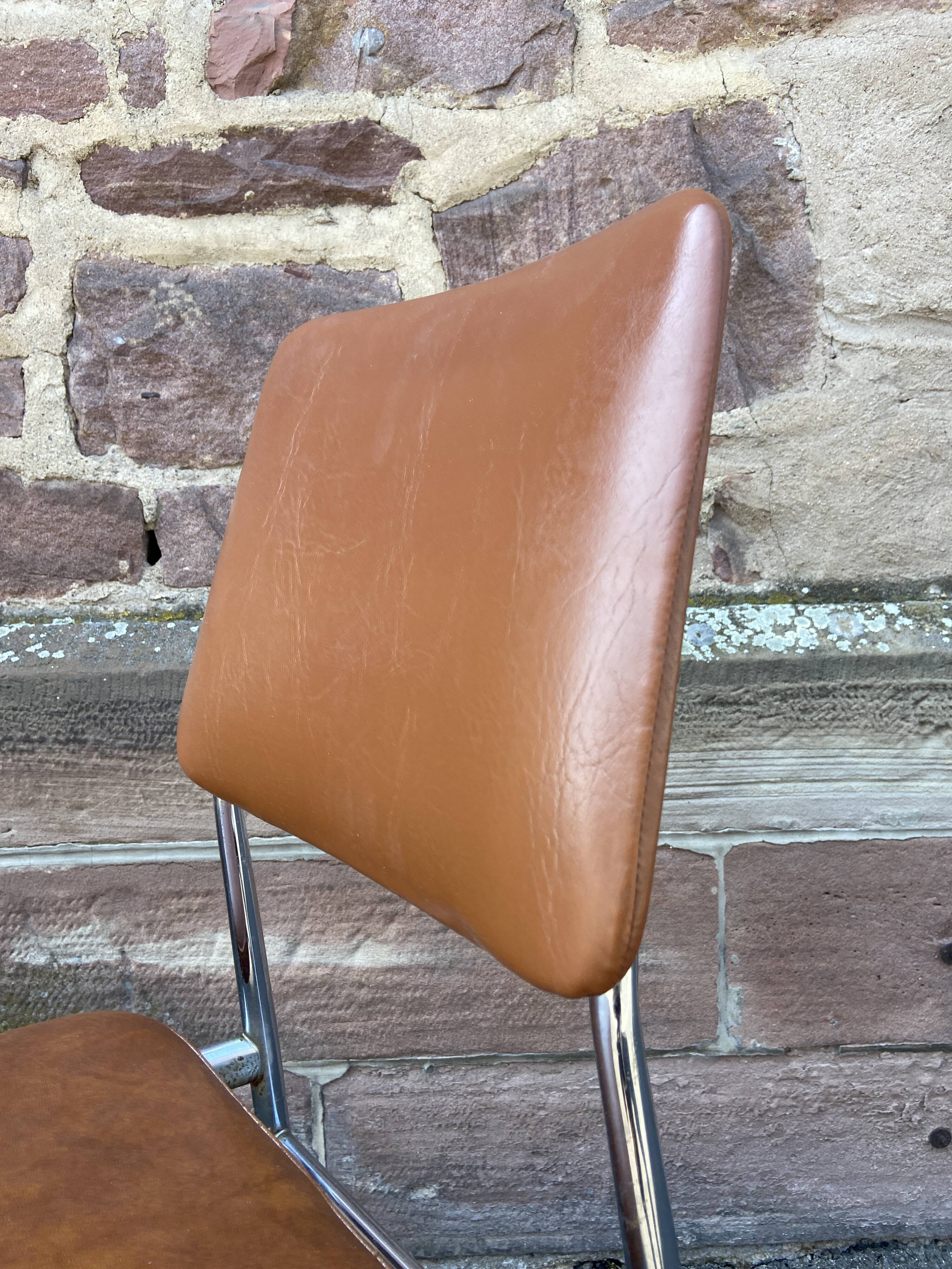 2 vintage leatherette and chrome chairs 1970