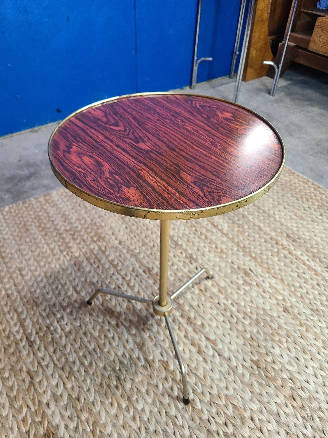 Vintage brass and rosewood side table