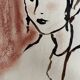 Painting signed Indian ink and pastel female portrait “study with headdress”