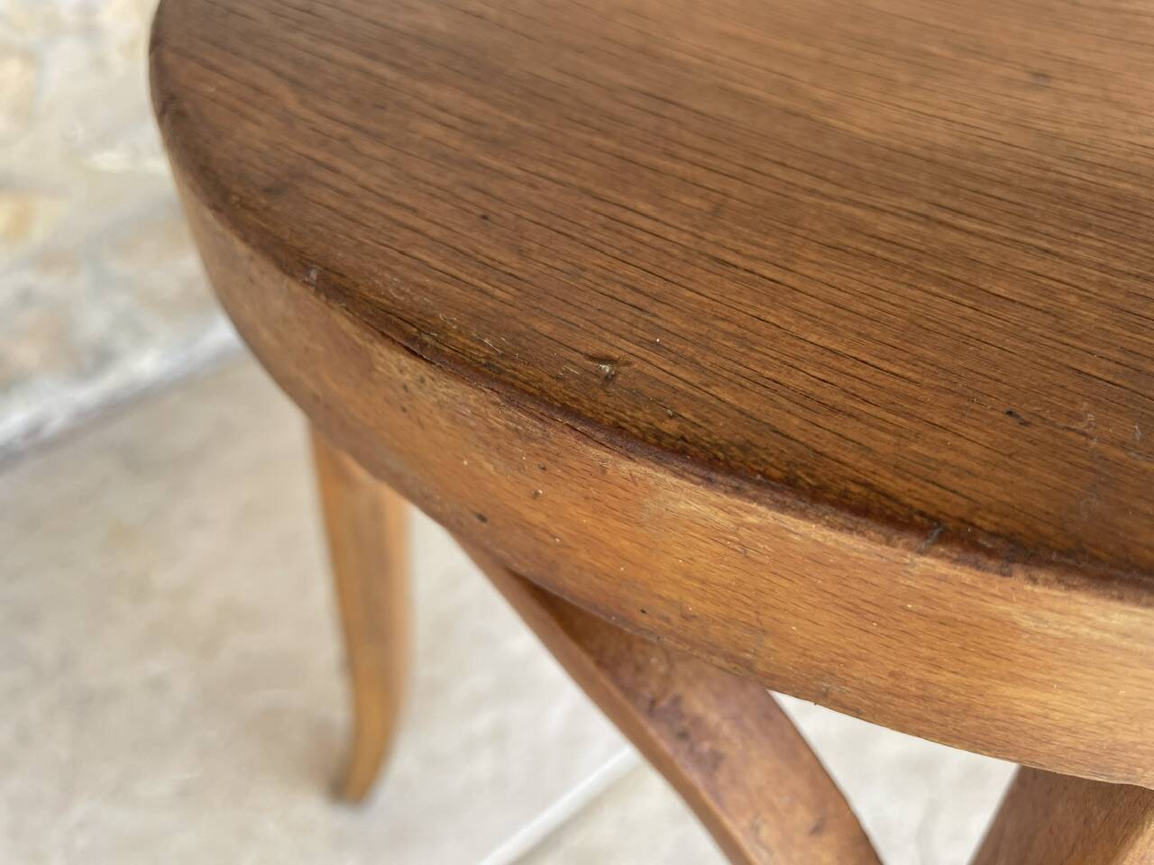 Vintage Curved Wood Stool, Baumann, Circa 1950s/1960s