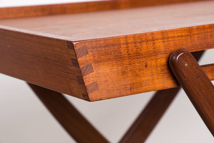 Danish folding teak rolling table, Svend Aage Madsen/Illums Bolhigus.