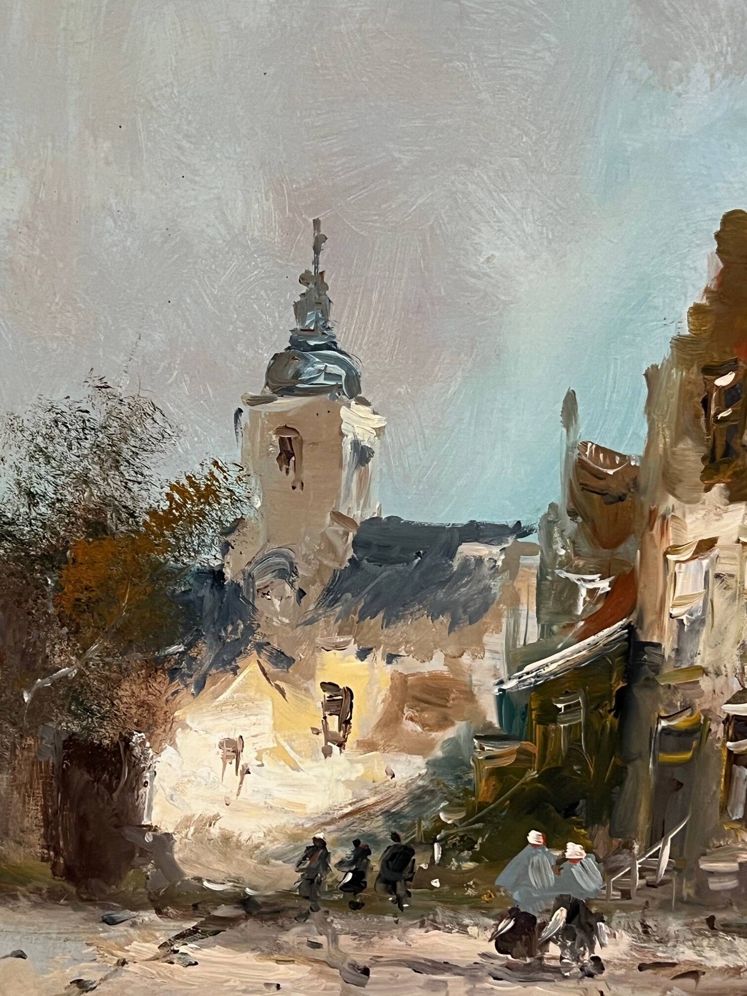 P. van Dinteren "Old Town". Oil on wood panel.