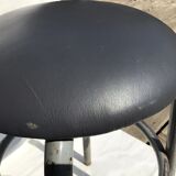 Industrial stool seat dark grey leather