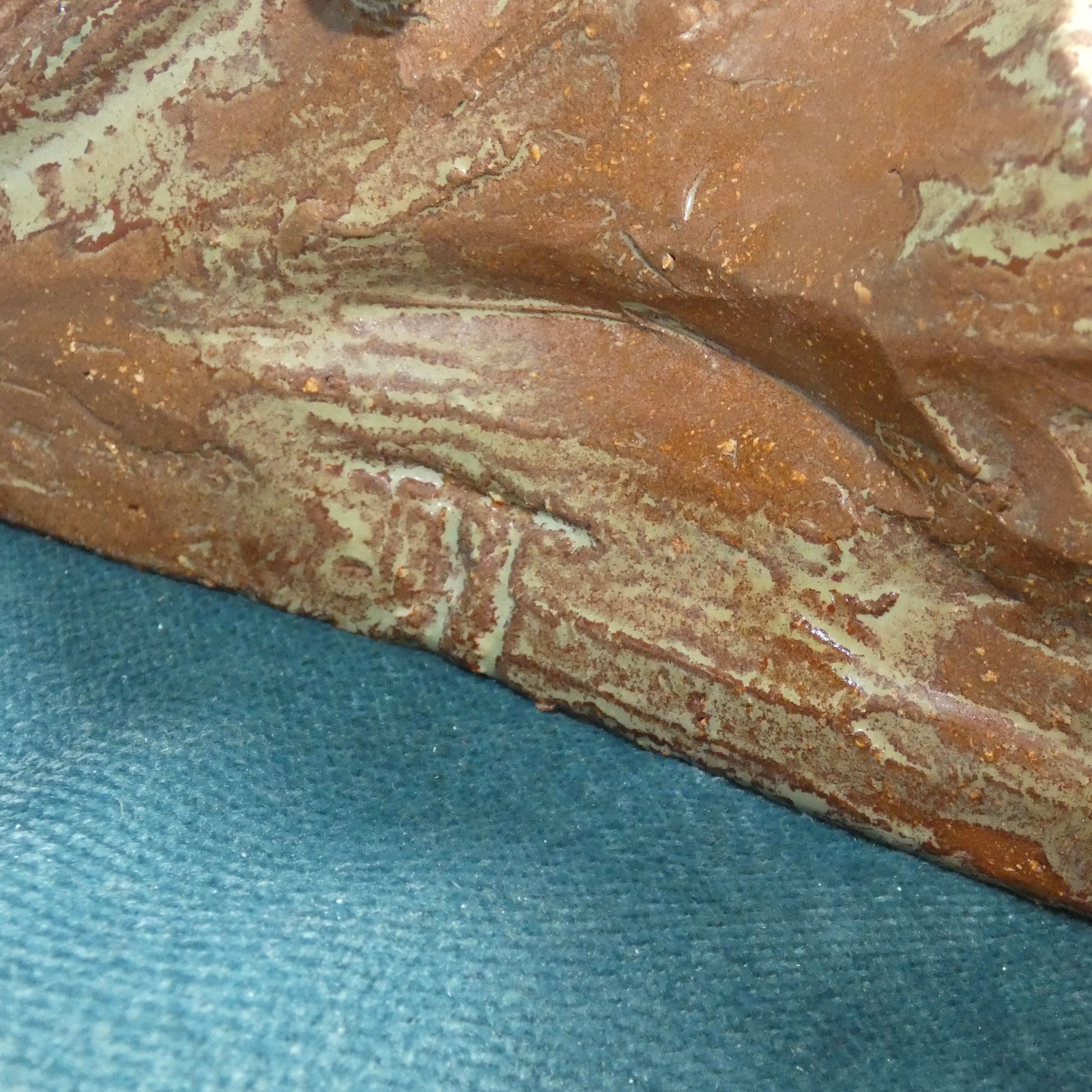 Terracotta console with caryatid mermaid decoration signed 1930 art deco