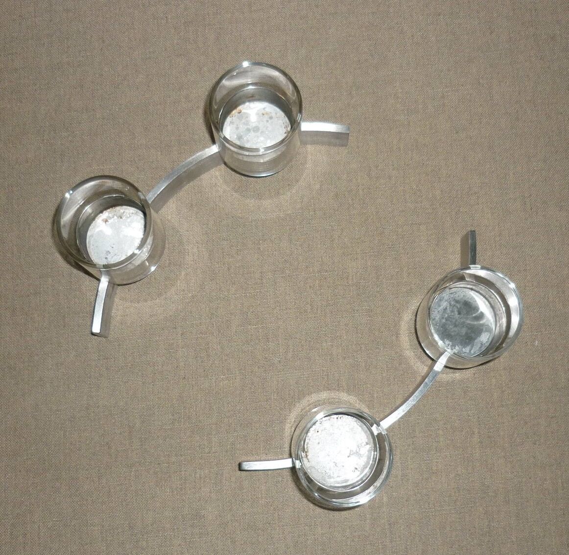 Paire de 2 chemins de table avec 2 chandeliers acier brossé
