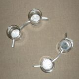 Pair of 2 table runners with 2 brushed steel chandeliers