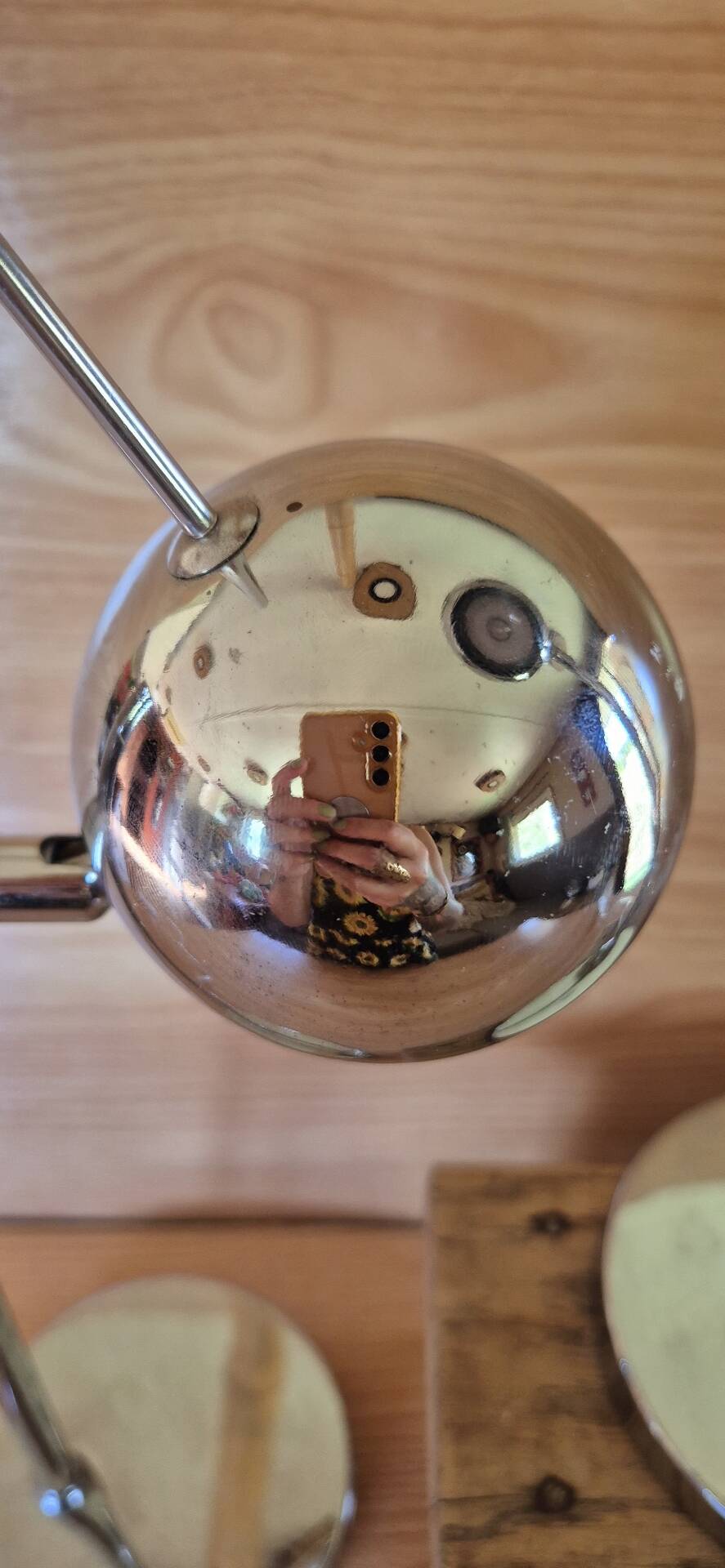 Set of 2 vintage 1970s chrome steel eye ball lamps.