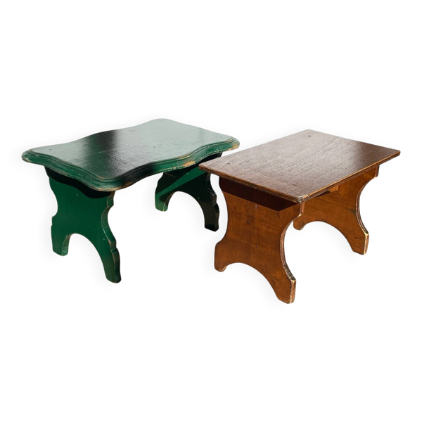 2 tabourets vintage en bois
