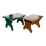 2 vintage wooden bar stools