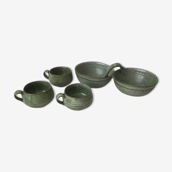 Lot de 3 tasses et double ramequin de présentation