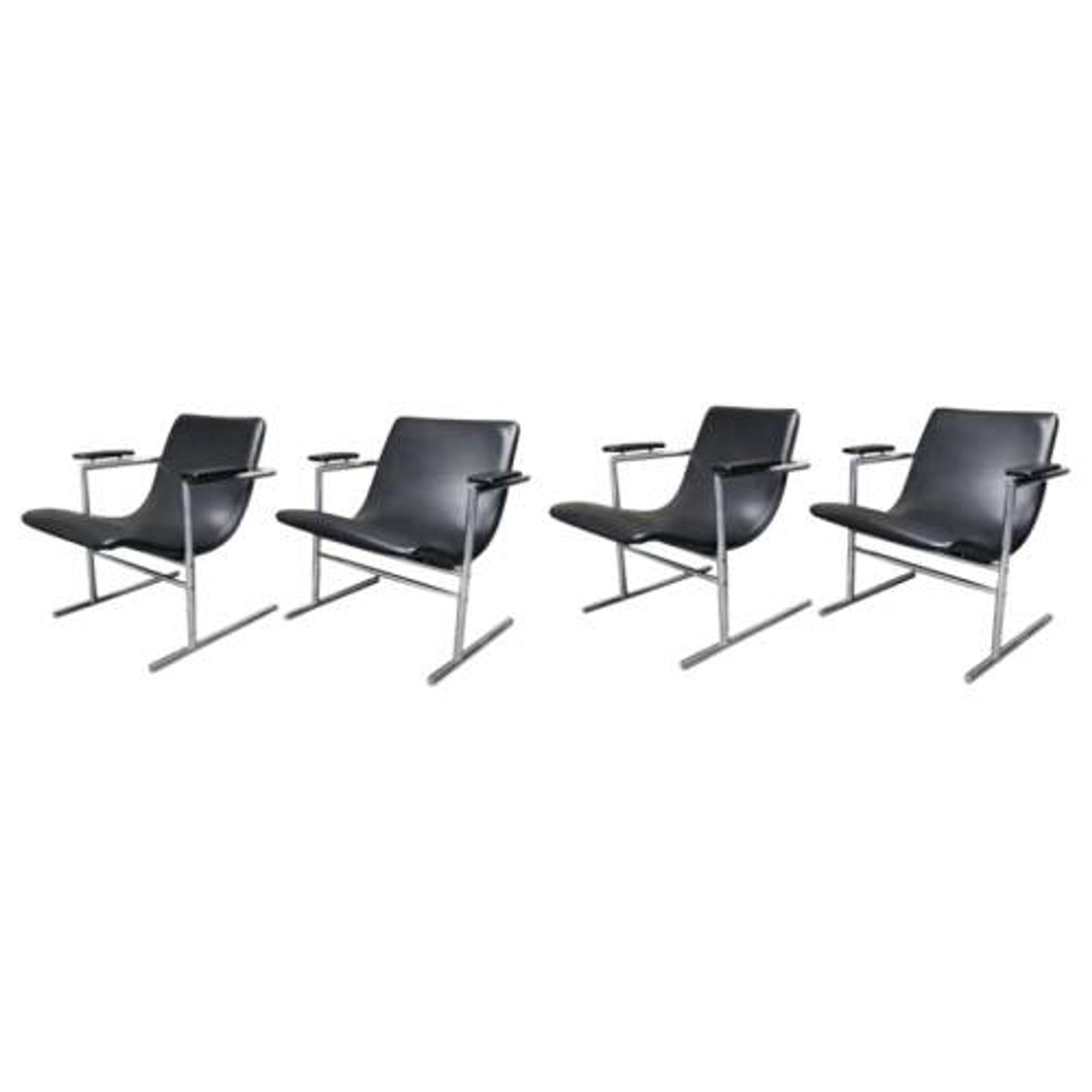 Rudi verelst "oslo" for novalux, series of 4 chromed metal armchairs, c
