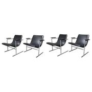 Rudi verelst "oslo" for novalux, series of 4 chromed metal armchairs, c