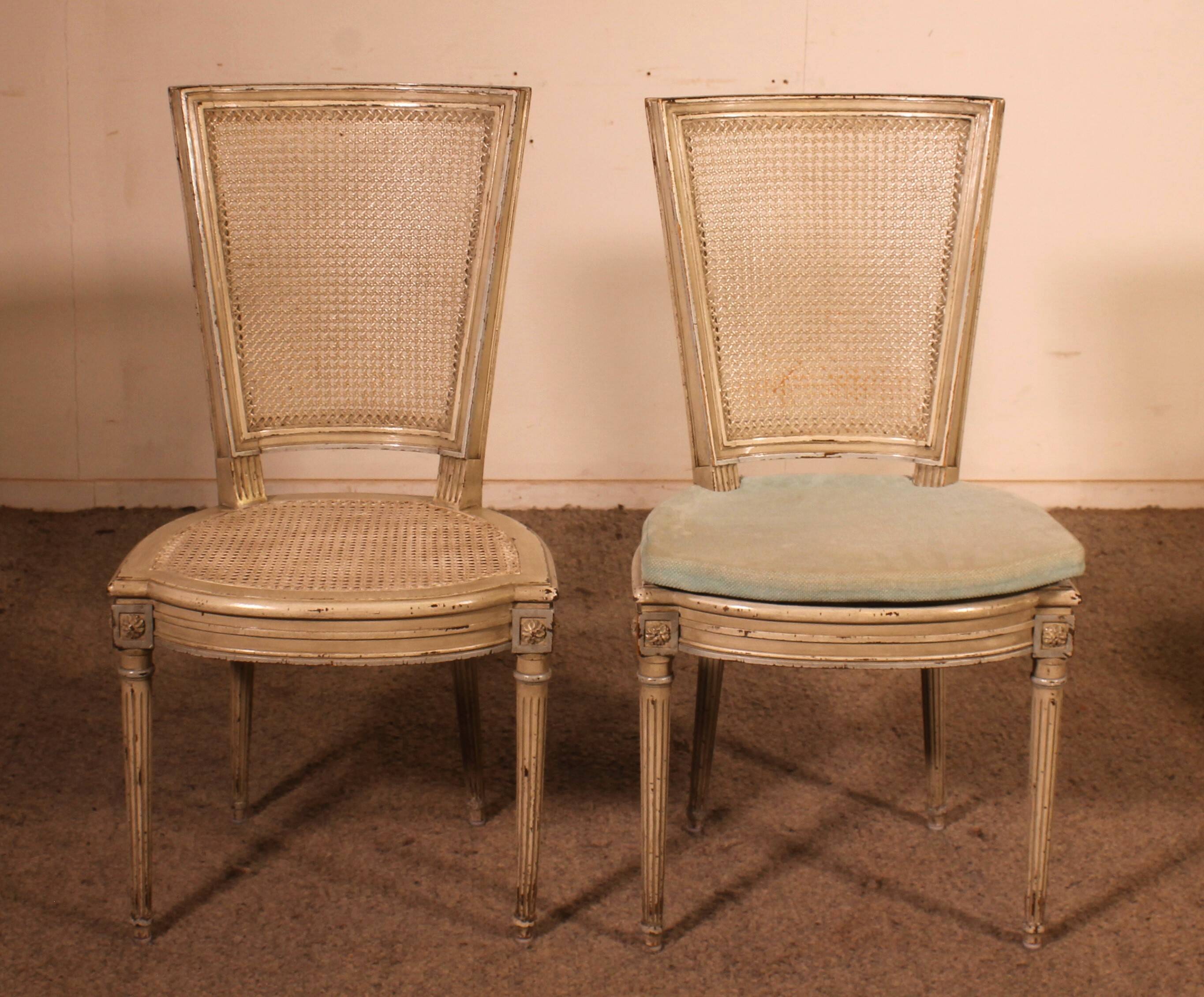 Set Of 12 Louis XVI Style Chairs In Polychrome Wood - 19th Century