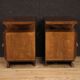 Pair of Italian nightstands in walnut and burl