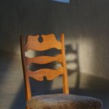 Denmark mid-century, set of 8 oak and lambswool chairs, Henning Kjærnulf, 1960s