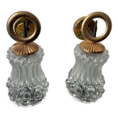 Pair of wall sconces molded glass 60s 70s