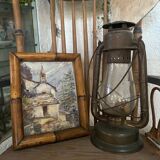 Watercolour "mountain chapel" in an old frame