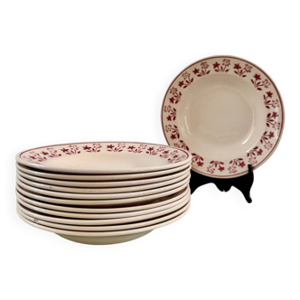 Série de 12 assiettes creuses en faïence de Badonviller