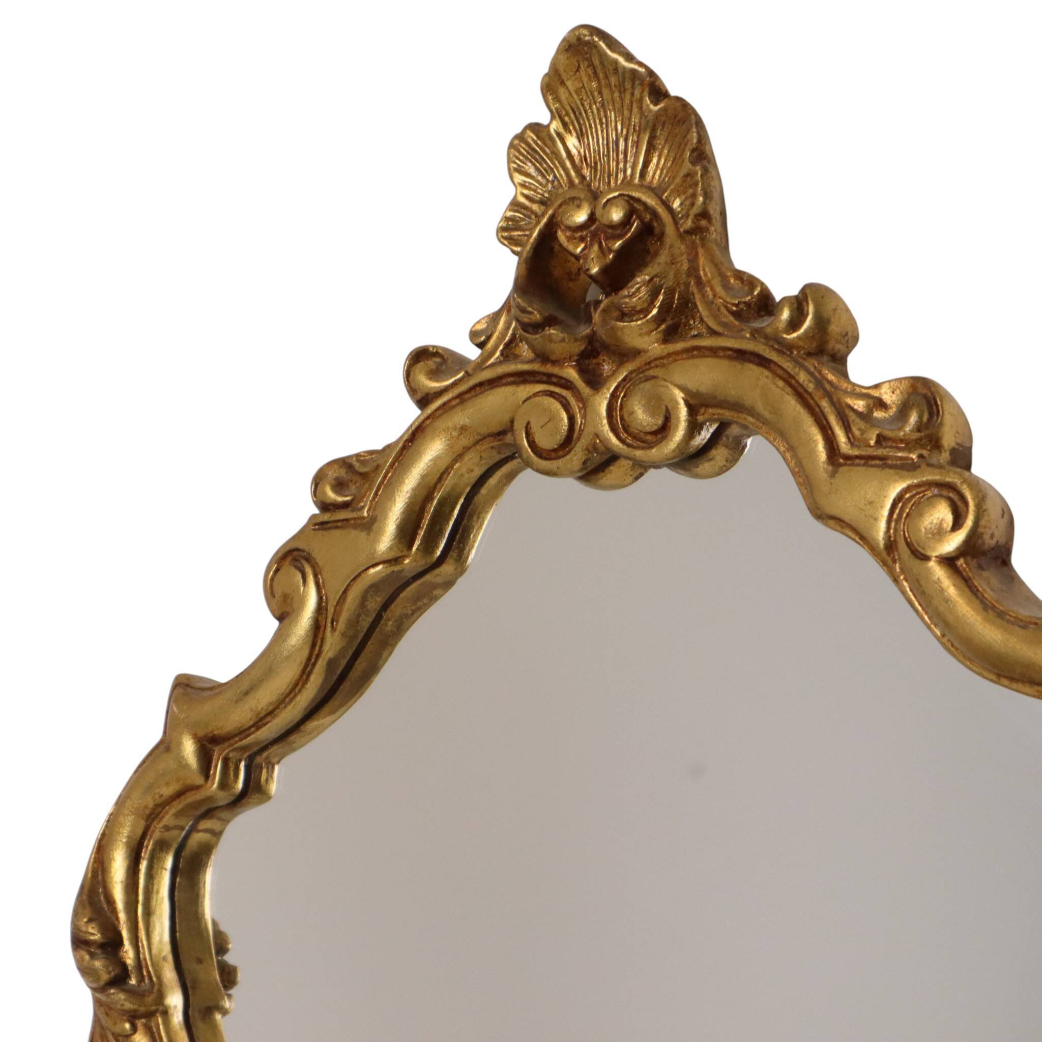 Classic Gold Crested Mirror, French Baroque Style, 74 cm