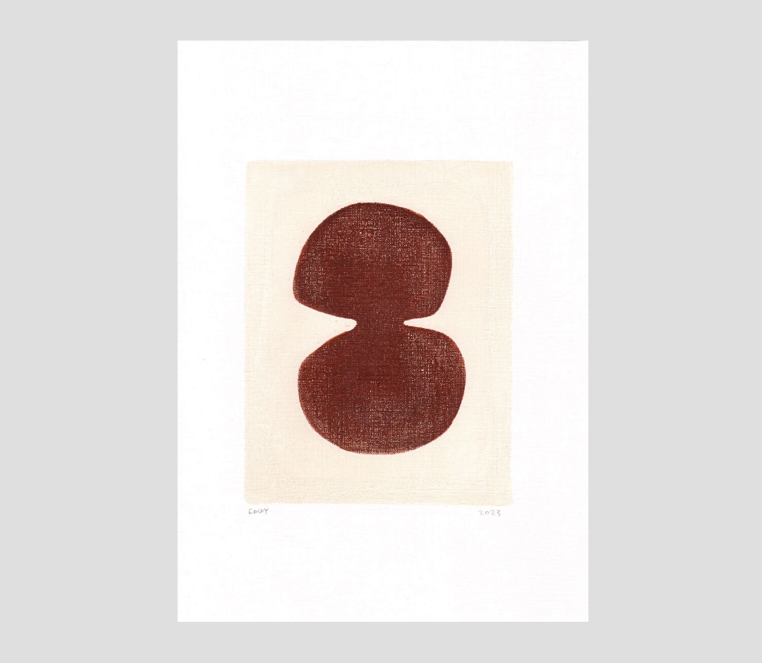 Duo of abstract paintings - dark terracotta - signed Eawy