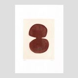 Duo of abstract paintings - dark terracotta - signed Eawy