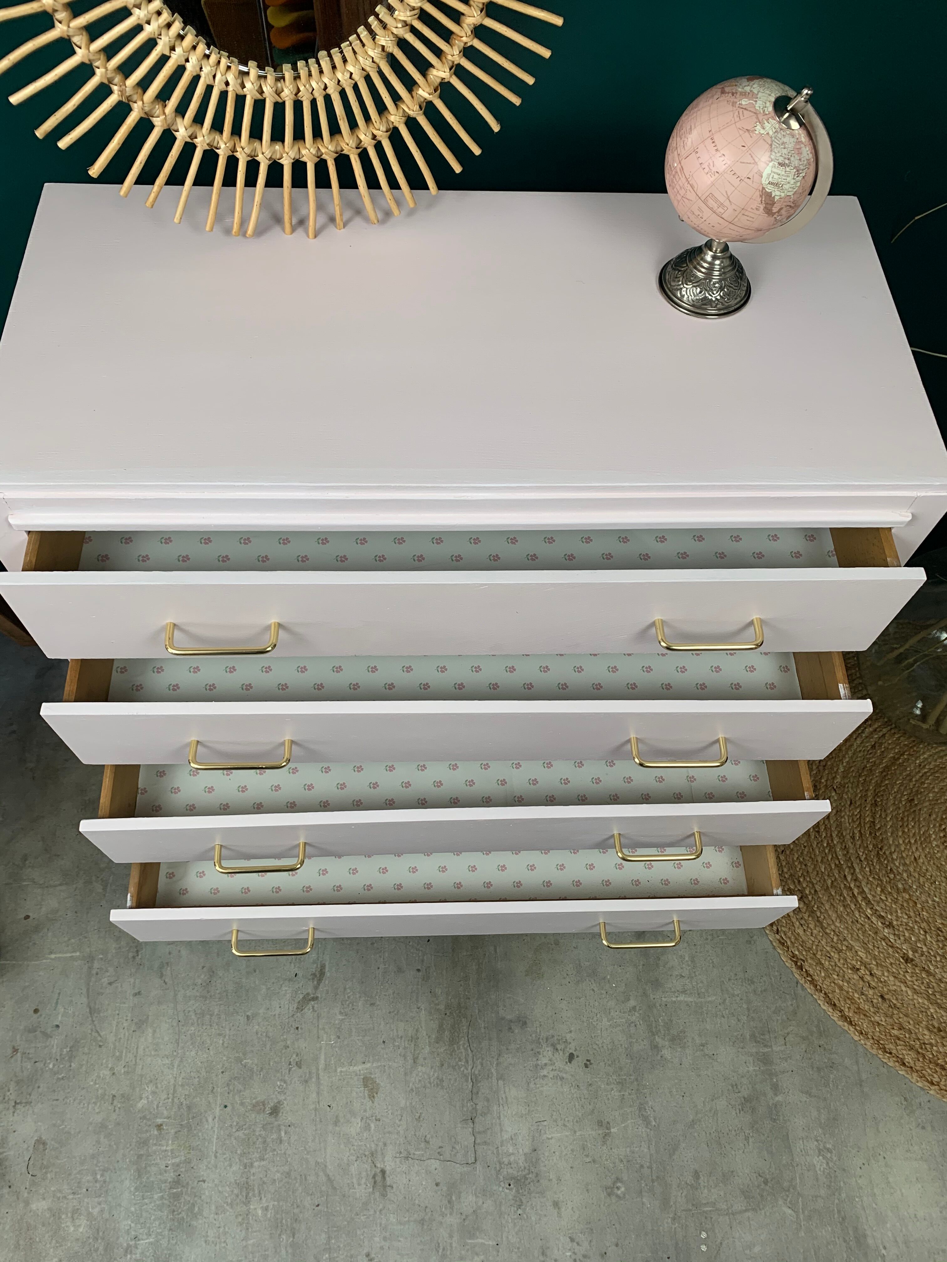 Powder pink vintage dresser
