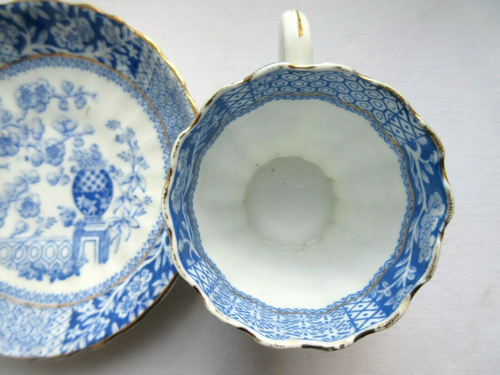 Coffee or teacup on saucer, Lunéville Lace model, in blue