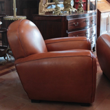 Pair of club chairs in leather