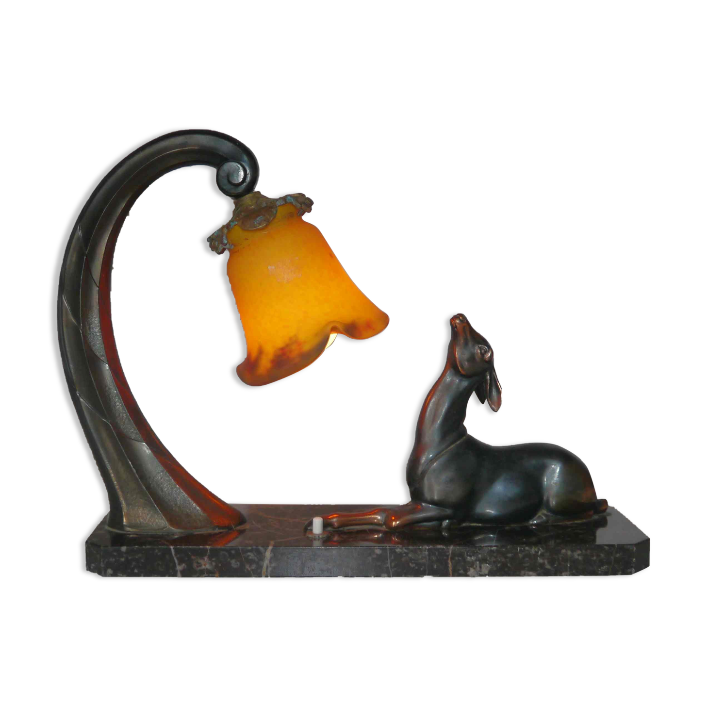 Art deco lamp gazelle decoration Manufacture 30's years