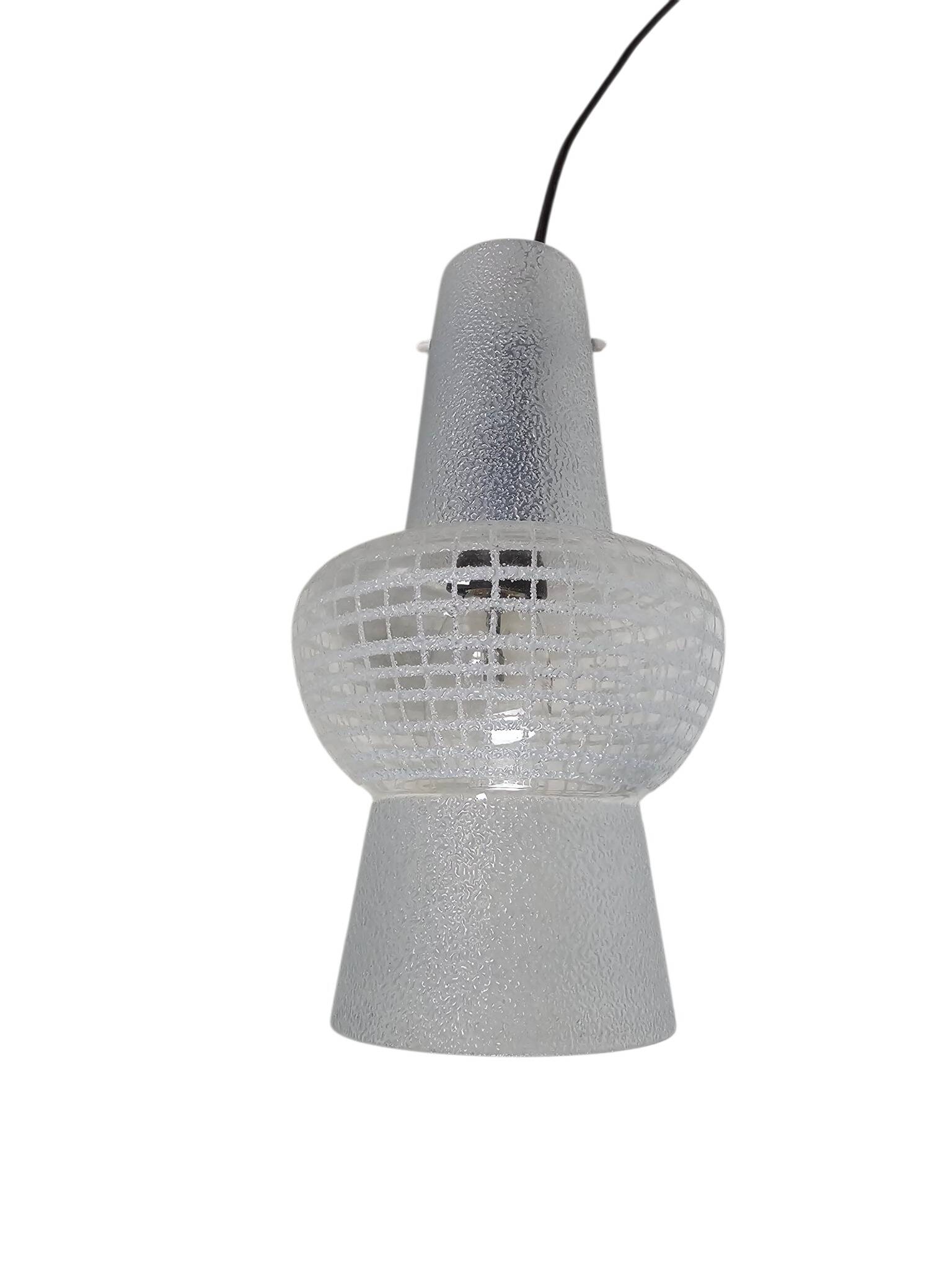 Suspension design néerlandais - Philips - modèle NX 14 - verre satiné - années 50 - Louis Kalff