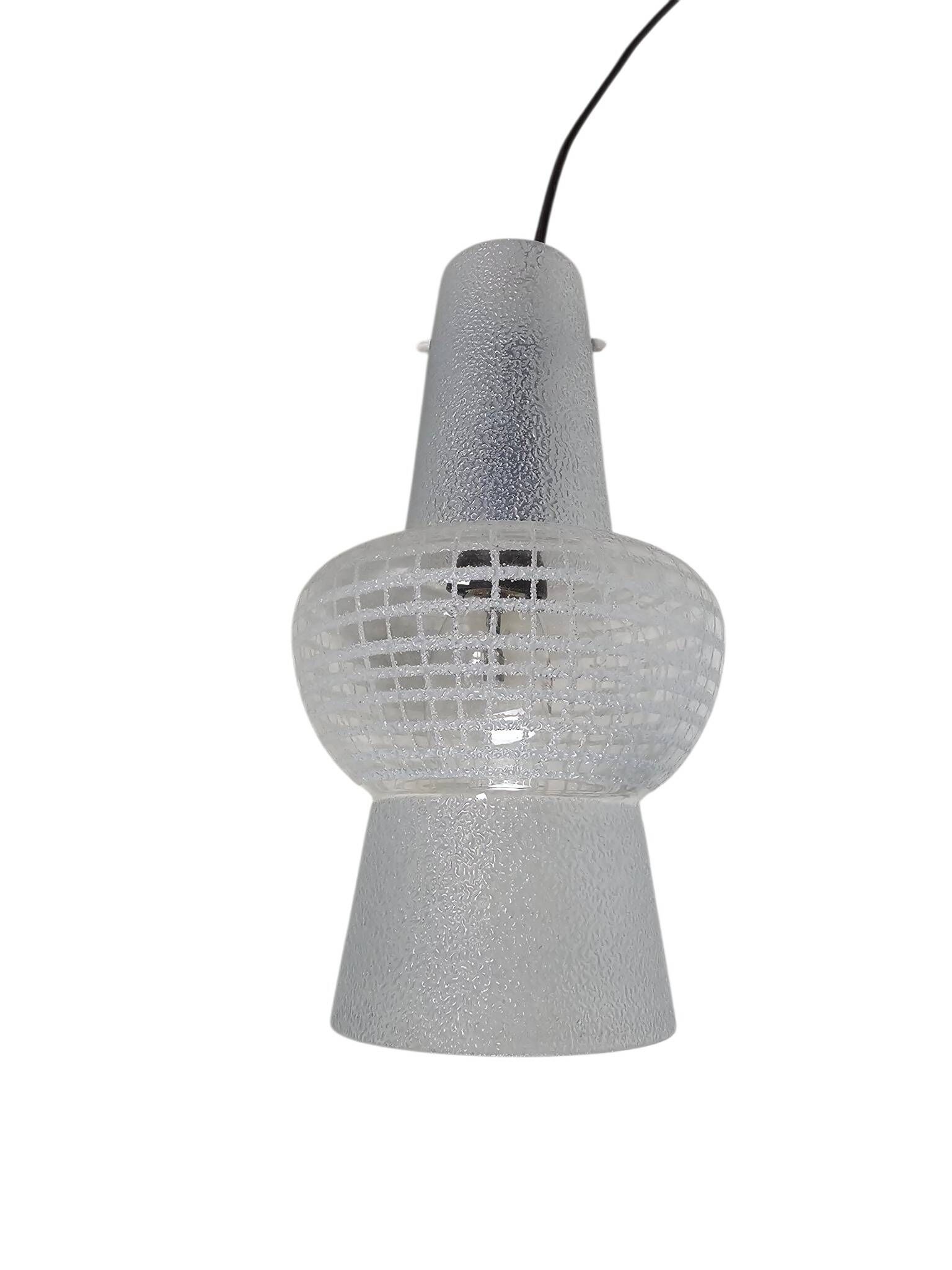 Suspension design néerlandais - Philips - modèle NX 14 - verre satiné - années 50 - Louis Kalff