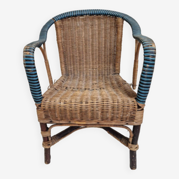 Vintage rattan children's armchair