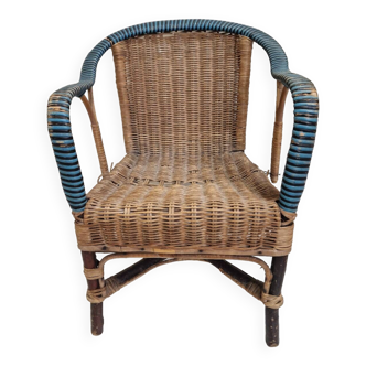 Vintage rattan children's armchair