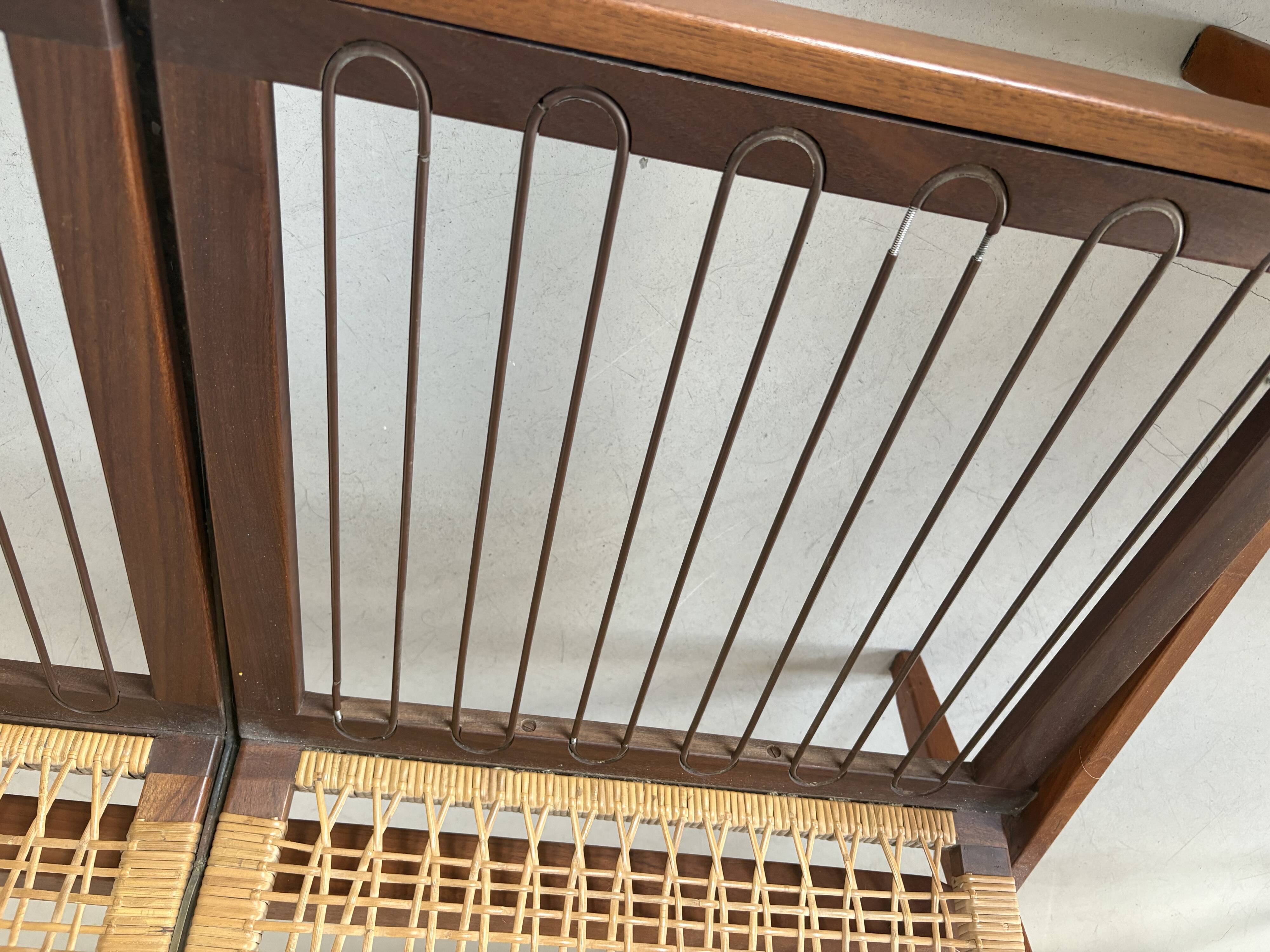 Hans Olsen 2-seater bench Juul Kristensen edition in teak and rattan