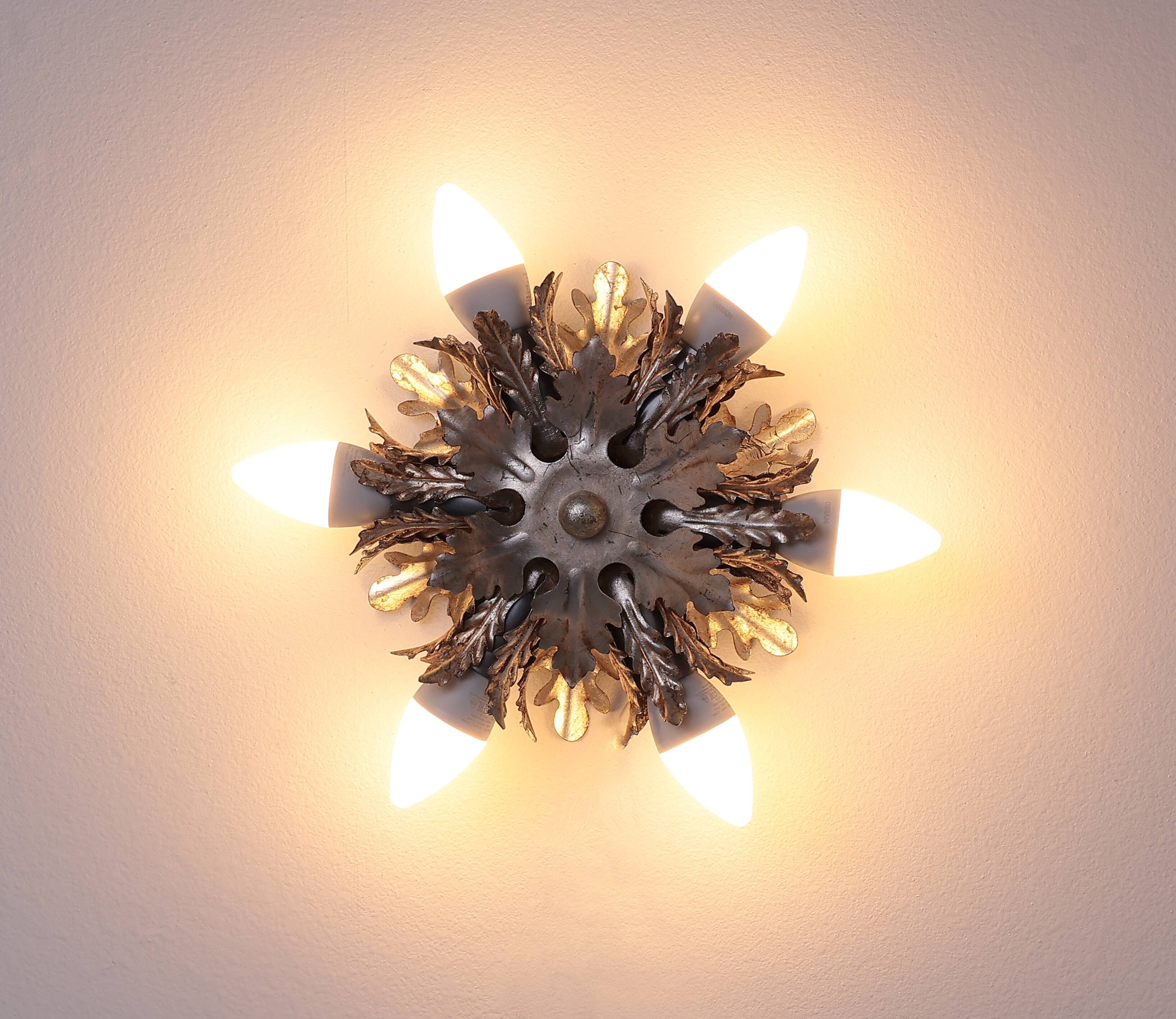 Banci firenze Florentine wall lamp silver small, 1970s