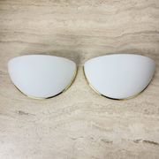 Pair of Limburg Glashütte wall lamp sconce opaline glass with golden detail