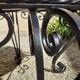 Marble and wrought iron coffee table